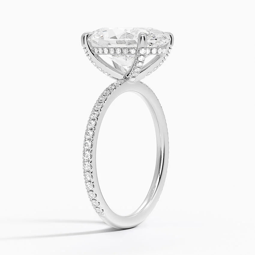 4 Carat Pave Lab Grown Diamond Engagement Ring in 18k Gold
