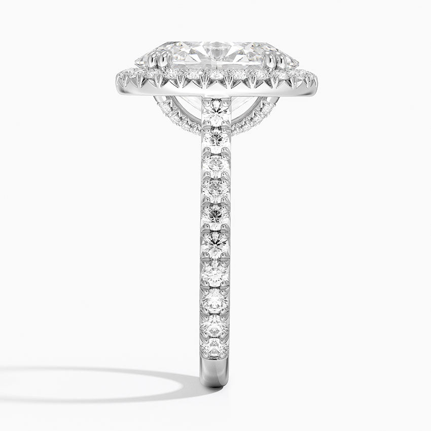 4 Carat Halo Pave Lab Grown Diamond Engagement Ring in 18k Gold