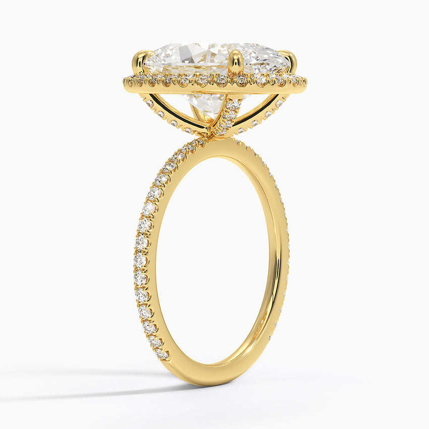 4 Carat Halo Pave Lab Grown Diamond Engagement Ring in 18k Gold
