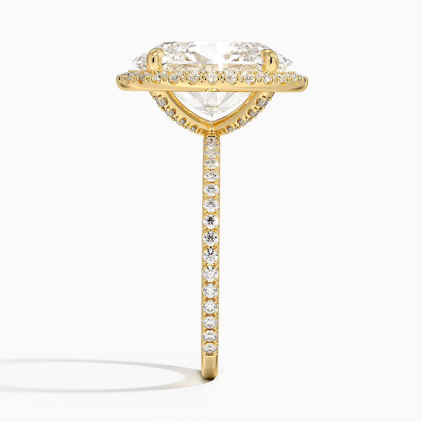 4 Carat Halo Pave Lab Grown Diamond Engagement Ring in 18k Gold