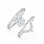 18K Solid Gold Oval Lab Grown Diamond Contour Ring Set