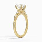 18K Solid Gold Poppy Heart Accent Lab Diamond Ring
