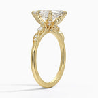 18K Solid Gold Poppy Marquise Accent Lab Diamond Ring