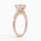 18K Solid Gold Poppy Oval Accent Lab Diamond Ring