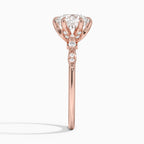 18K Solid Gold Poppy Round Accent Lab Diamond Ring