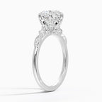 18K Solid Gold Poppy Round Accent Lab Diamond Ring