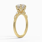 18K Solid Gold Poppy Round Accent Lab Diamond Ring