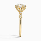 18K Solid Gold Poppy Round Accent Lab Diamond Ring