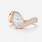 18K Solid Gold Pantera Eye Pear Pavé Lab Diamond Ring