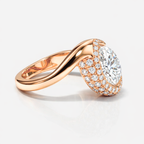 18K Solid Gold Pantera Eye Pear Pavé Lab Diamond Ring