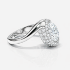 18K Solid Gold Pantera Eye Pear Pavé Lab Diamond Ring