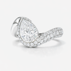18K Solid Gold Pantera Eye Pear Pavé Lab Diamond Ring
