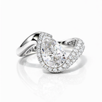 18K Solid Gold Pantera Eye Pear Pavé Lab Diamond Ring