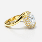 18K Solid Gold Pantera Eye Pear Pavé Lab Diamond Ring