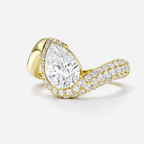 18K Solid Gold Pantera Eye Pear Pavé Lab Diamond Ring