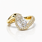 18K Solid Gold Pantera Eye Pear Pavé Lab Diamond Ring