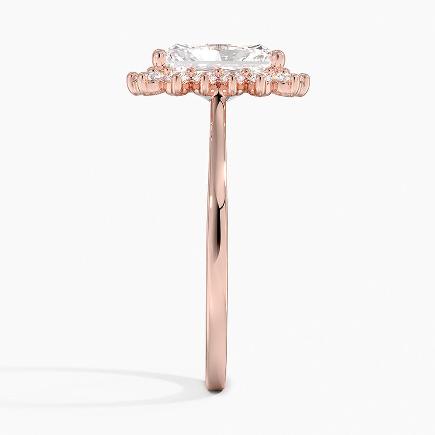 Vintage Halo Lab Grown Diamond Engagement Ring in 18k Gold - Radiant