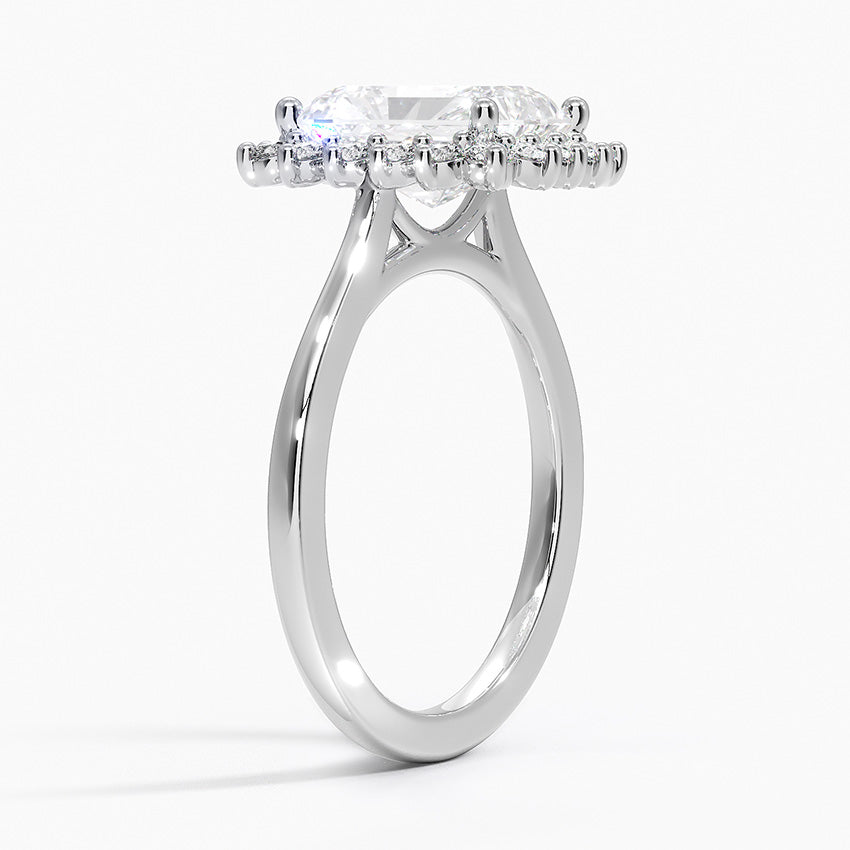 Vintage Halo Lab Grown Diamond Engagement Ring in 18k Gold - Radiant