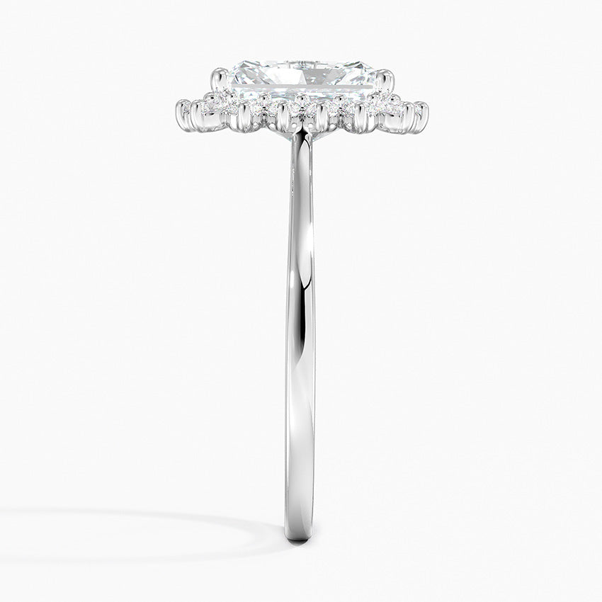 Vintage Halo Lab Grown Diamond Engagement Ring in 18k Gold - Radiant