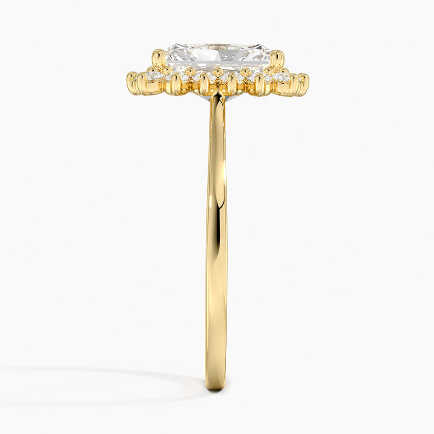 Vintage Halo Lab Grown Diamond Engagement Ring in 18k Gold - Radiant