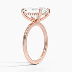 Radiant Cut Hidden Halo Diamond Solitaire Engagement Ring in Solid Gold⁠