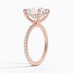 Round Brilliant Pavé Diamond Solitaire Engagement Ring in Two-Tone Solid Gold⁠