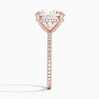 Round Brilliant Pavé Diamond Solitaire Engagement Ring in Solid Gold⁠
