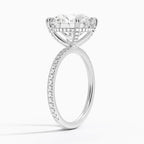 Round Brilliant Pavé Diamond Solitaire Engagement Ring in Two-Tone Solid Gold⁠