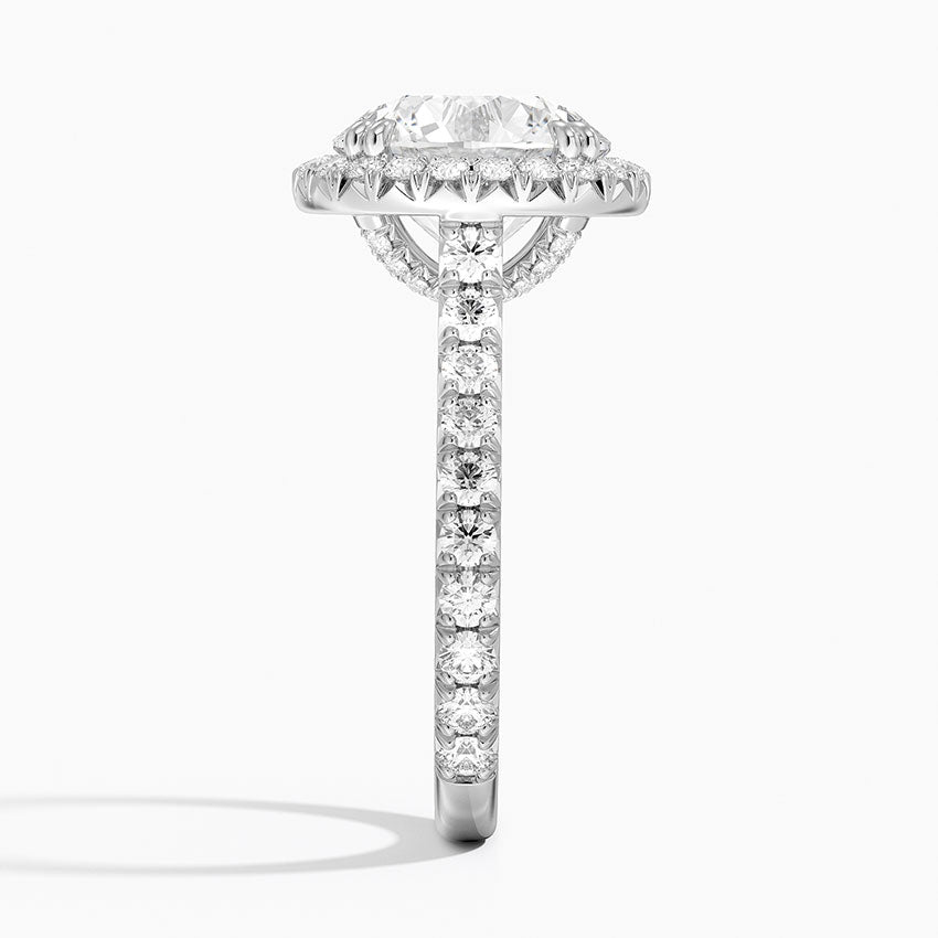4 Carat Halo Pave Lab Grown Diamond Engagement Ring in 18k Gold