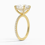 Round Brilliant Pavé Diamond Solitaire Engagement Ring in Solid Gold⁠