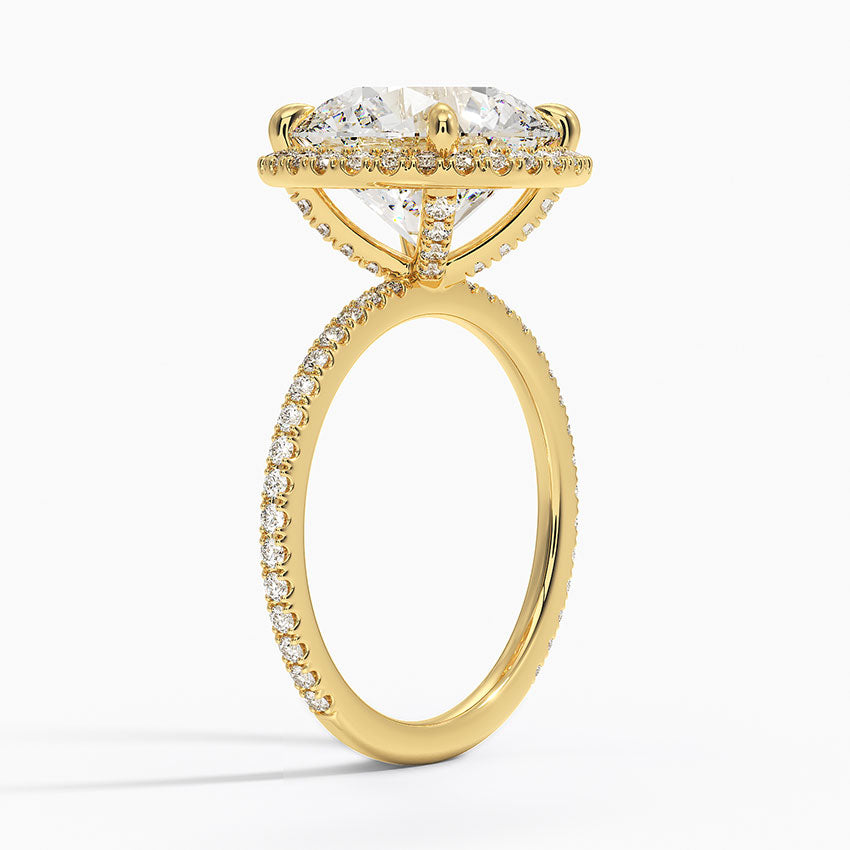 4 Carat Halo Pave Lab Grown Diamond Engagement Ring in 18k Gold