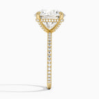 Round Brilliant Pavé Diamond Solitaire Engagement Ring in Solid Gold⁠