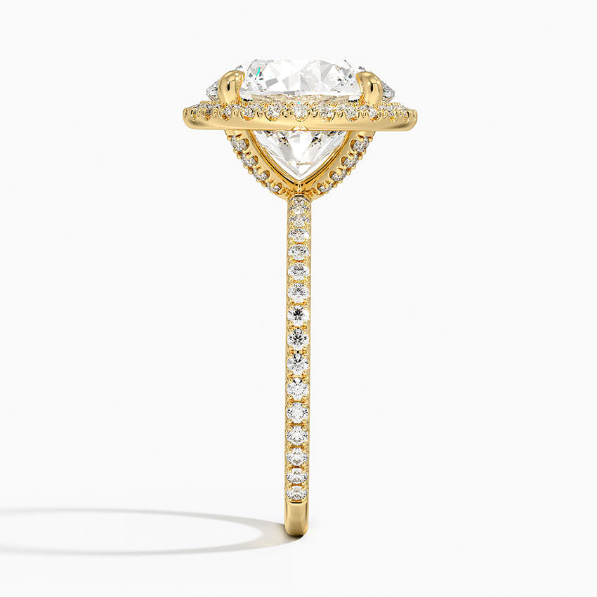 4 Carat Halo Pave Lab Grown Diamond Engagement Ring in 18k Gold