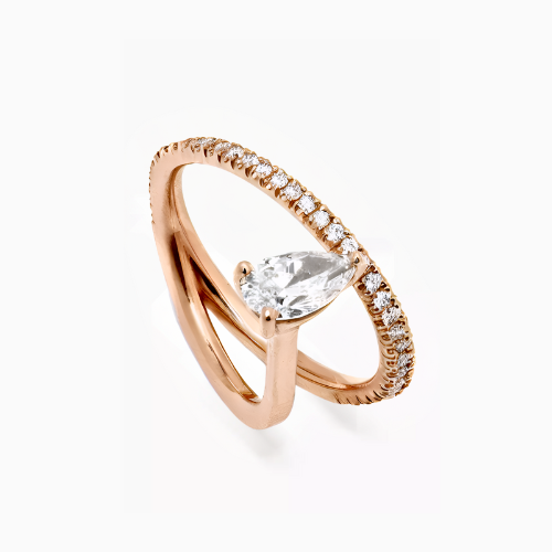 Melanie Unique Lab Grown Diamond Engagement Ring in 18k Gold - Pear