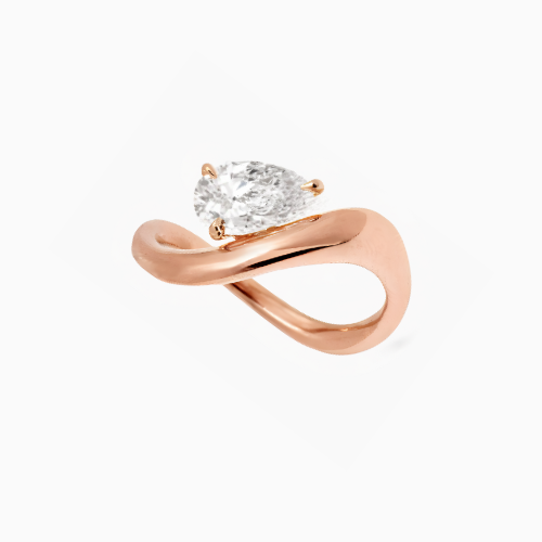 18K Solid Gold Farida Pear Diamond Engagement Ring