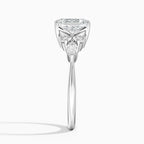 18K Solid Gold Rosea Asscher Accent Lab Diamond Ring