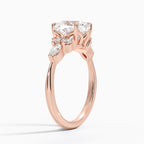 18K Solid Gold Rosea Cushion Accent Lab Diamond Ring