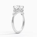 18K Solid Gold Rosea Cushion Accent Lab Diamond Ring