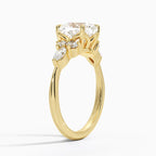 18K Solid Gold Rosea Cushion Accent Lab Diamond Ring