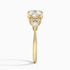18K Solid Gold Rosea Cushion Accent Lab Diamond Ring