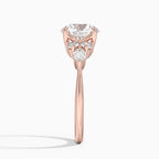 18K Solid Gold Rosea Round Accent Lab Diamond Ring