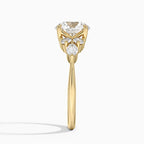 18K Solid Gold Rosea Round Accent Lab Diamond Ring