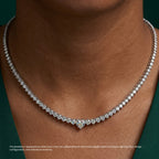 Heart Center Solitaire Diamond Tennis Necklace⁠