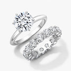 Round Tulip Solitaire & Eternity Diamond Bridal Ring Set⁠