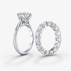 Round Tulip Solitaire & Eternity Diamond Bridal Ring Set⁠