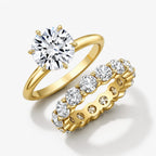 Round Tulip Solitaire & Eternity Diamond Bridal Ring Set⁠