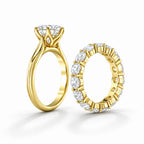 Round Tulip Solitaire & Eternity Diamond Bridal Ring Set⁠