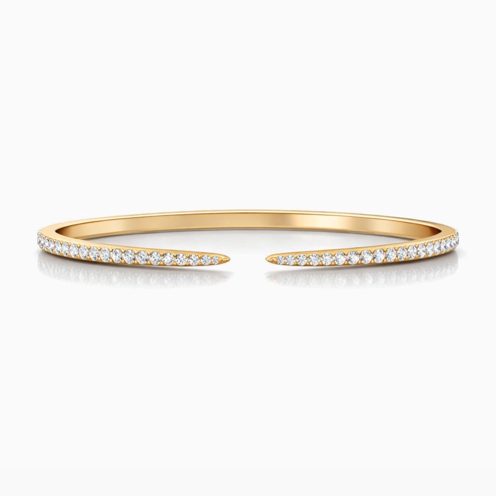 Slavia Pave Lab Diamond ( 1 ct. tw) Open Bangle Bracelet 18K Gold