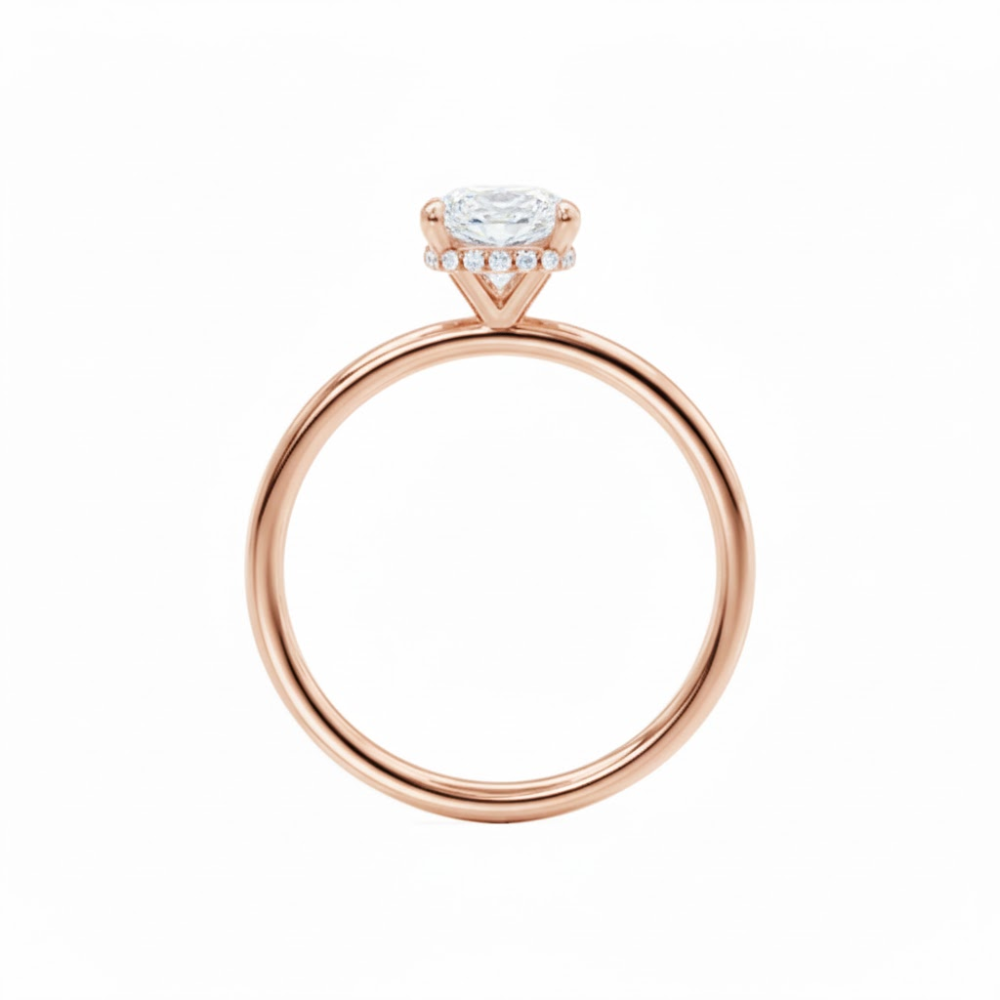 Solitaire Elongated Cushion Lab Grown Diamond Engagement Ring in 18k Gold