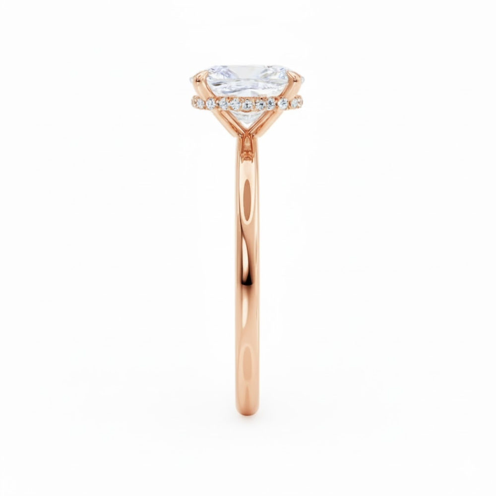 Solitaire Elongated Cushion Lab Grown Diamond Engagement Ring in 18k Gold
